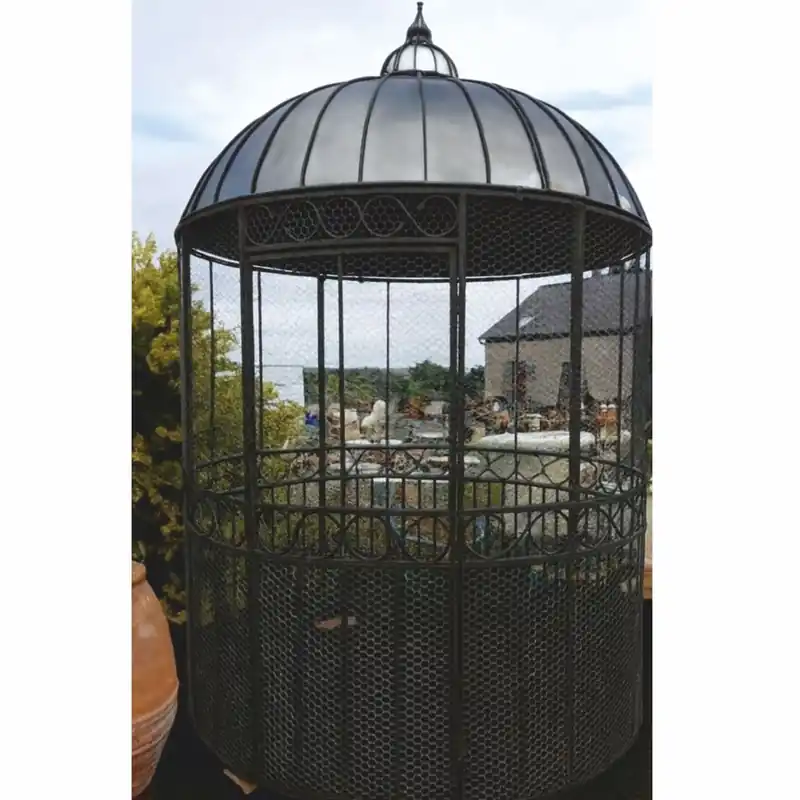 Casa Padrino maison d'oiseau de jardin Art Nouveau noir / argent Ø 200 x H. 300 cm - Maisons d'oiseau nostalgiques Günstig