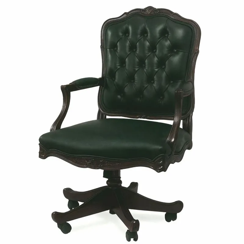 Casa Padrino chaise de bureau baroque de luxe vert foncé / marron foncé - Fabriqué en Italie Markenprodukt