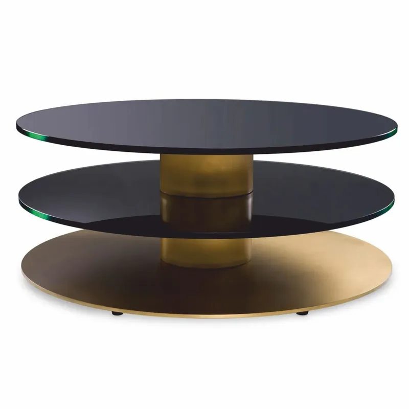 Casa Padrino table basse de luxe laiton / noir Ø 100 cm - Meubles de salon Preisknaller