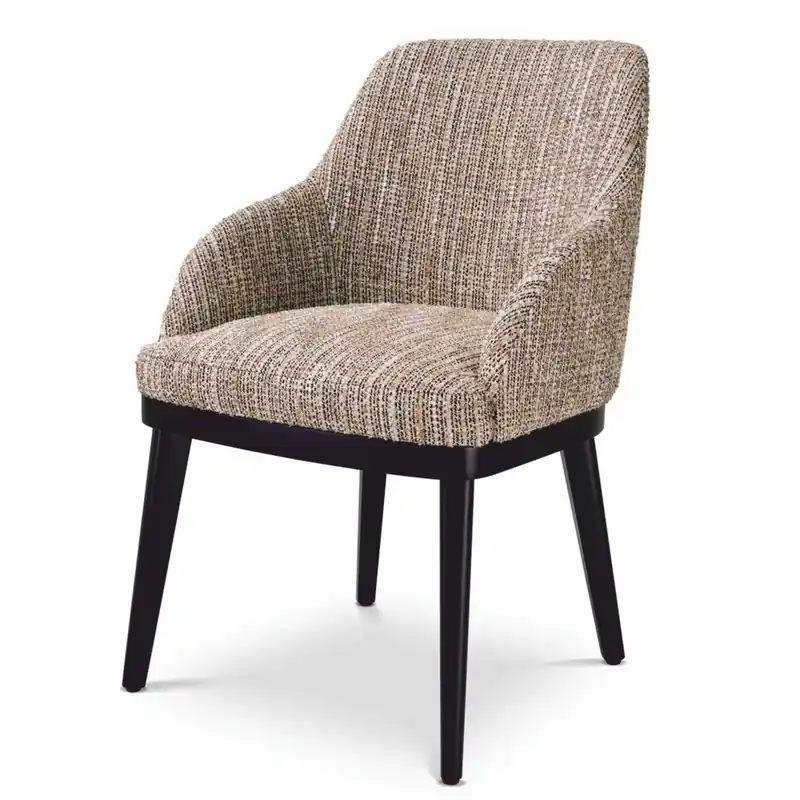 Neue Ware Casa Padrino chaise de salle à manger de luxe avec accoudoirs beige / noir H. 79 cm