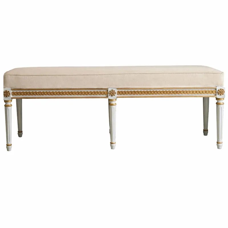 Casa Padrino banc baroque de luxe beige / blanc / or 153 cm - Fabriqué en Italie Neue Ware