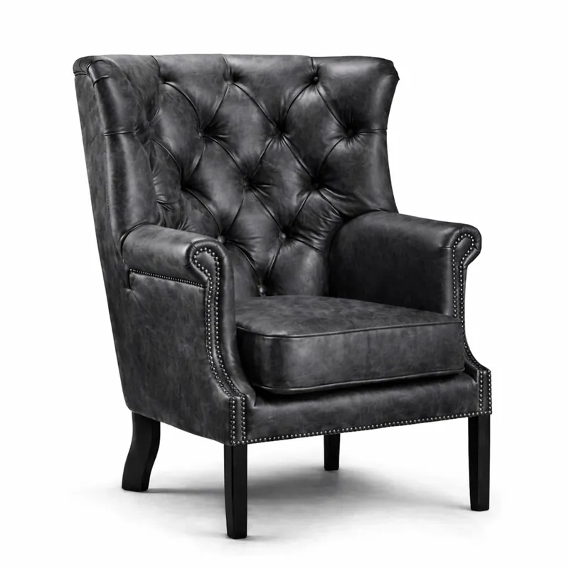 Saisonangebot Casa Padrino fauteuil Chesterfield de luxe en cuir gris foncé vintage / noir H. 115 cm