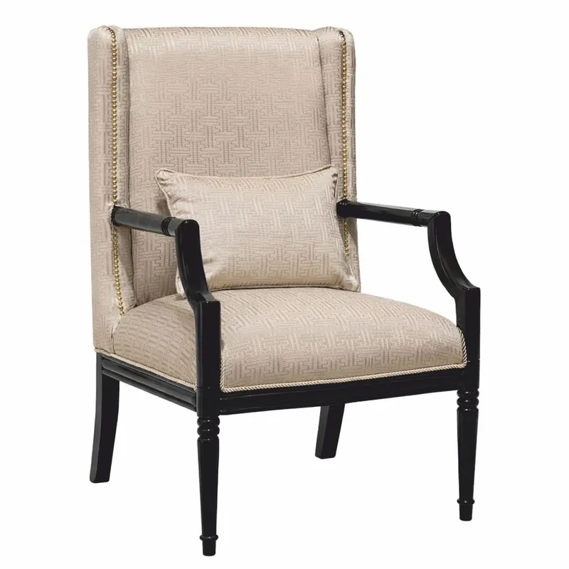 Casa Padrino fauteuil de salon baroque de luxe beige / noir H. 115 cm - Mobilier baroque Markenprodukt