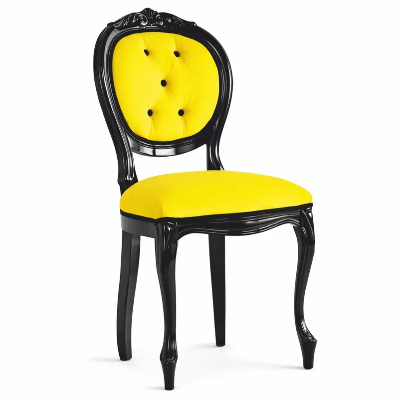 Casa Padrino chaise de salle à manger baroque de luxe jaune / noir H. 100 cm - Fabriquée en Italie Schneller Versand