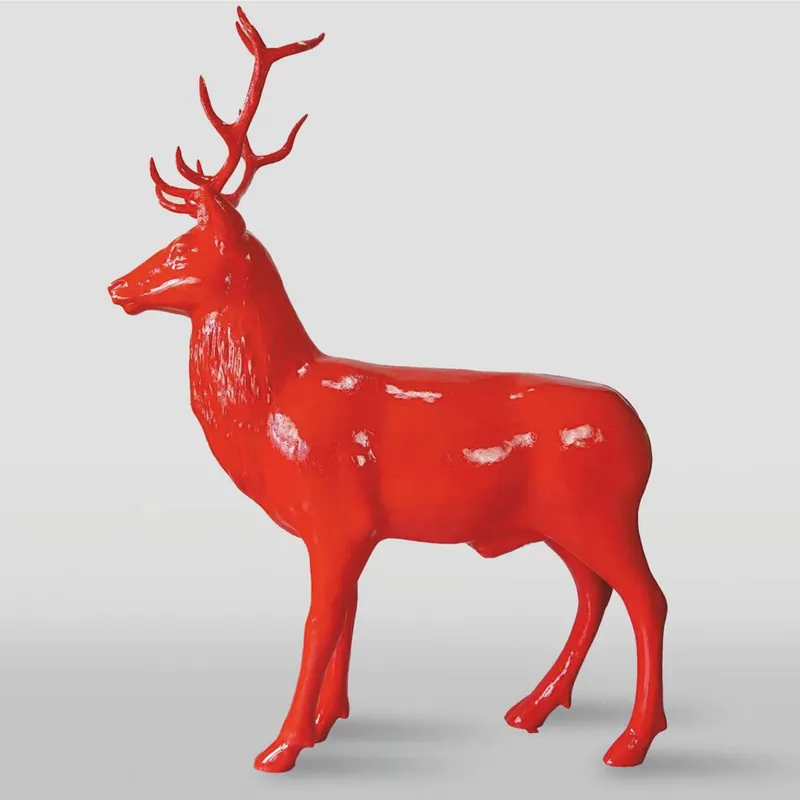 Preis Gesenkt Casa Padrino sculpture décorative XXL cerf rouge 185 x H. 220 cm - Figurine de jardin grandeur nature