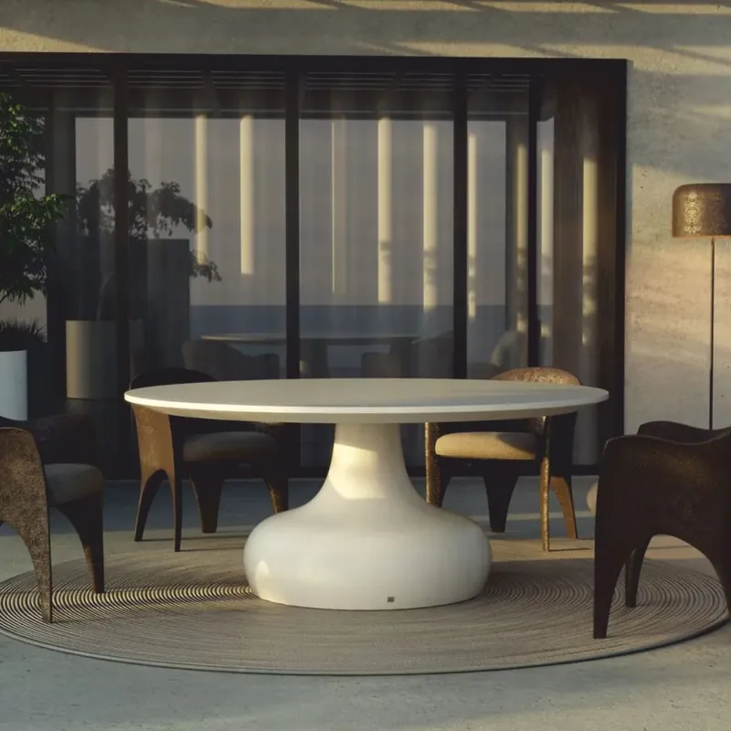 Casa Padrino table à manger de jardin de luxe blanc mate Ø 180 cm - Meubles de jardin de luxe Neue Kollektion