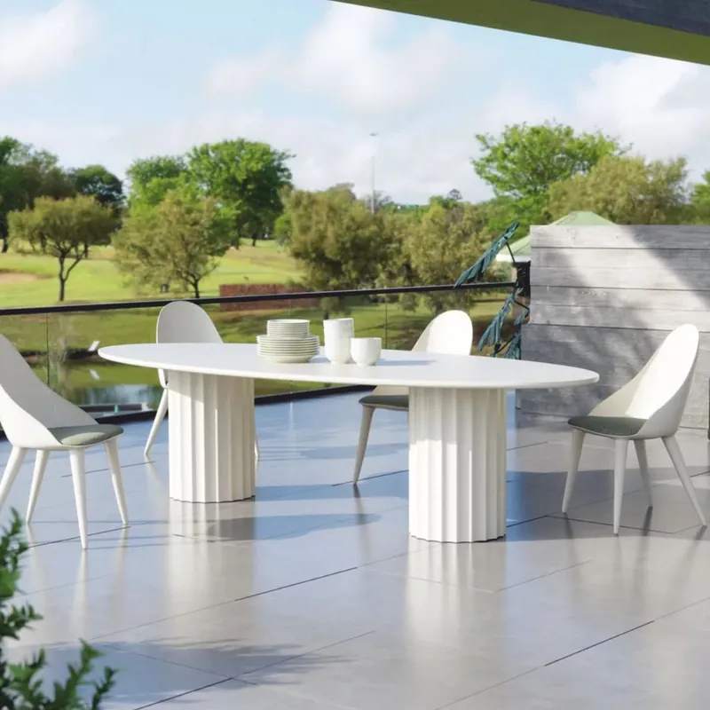 Begrenztes Angebot Casa Padrino table à manger de jardin de luxe blanc mate 300 cm - Meubles de jardin de luxe