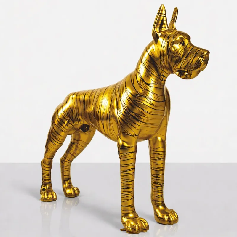Casa Padrino Sculpture Décorative XXL Dogue Allemand Or / Noir 130 cm - Figurine de Jardin Top-Angebot