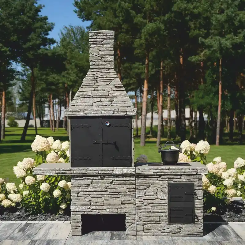 Casa Padrino grill de jardin de luxe en béton gris 196 x 58 x H. 188 cm - Cheminée-barbecue de jardin Aktuell