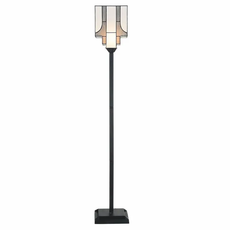 Sofort Bestellen Casa Padrino Lampadaire Tiffany Art Déco Blanc / Gris / Noir H. 171 cm - Lampes Tiffany