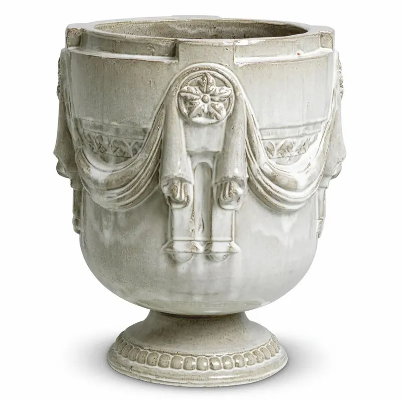 Jetzt Kaufen Casa Padrino pot de fleurs baroque de luxe en céramique gris clair Ø 50 x H. 62 cm - Décoration de jardin