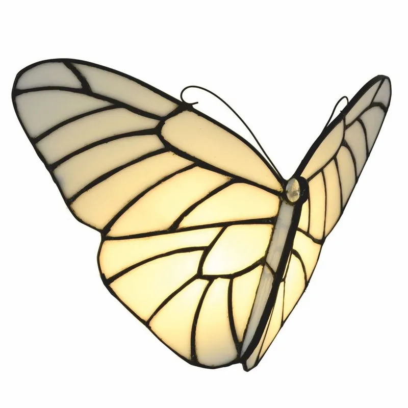 Heißes Angebot Casa Padrino Applique Murale LED Art Déco Tiffany Papillon Blanc / Noir - Éclairage Tiffany