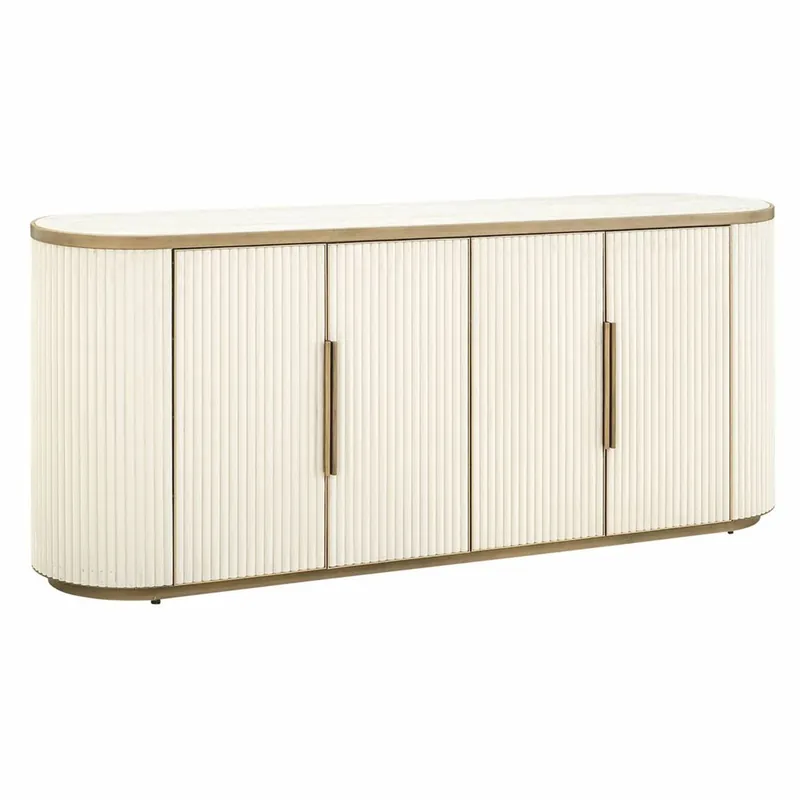 Echt Casa Padrino buffet de luxe avec 4 portes et plateau en céramique blanc / laiton 192 cm