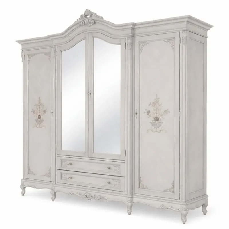 Casa Padrino armoire de chambre baroque de luxe gris clair 260 cm - Meubles de chambre baroque Online Kaufen