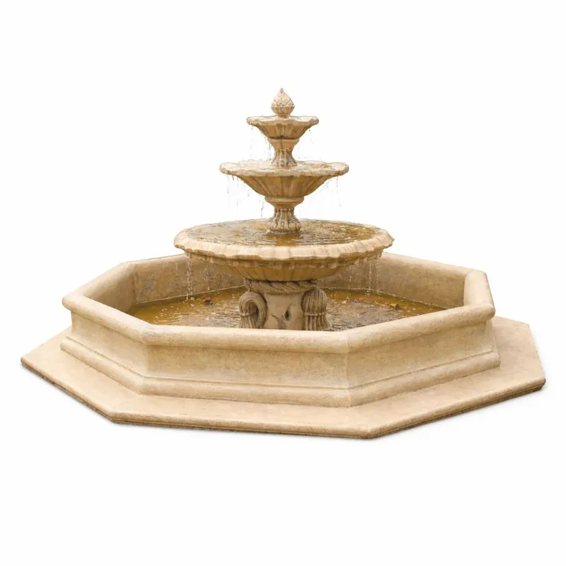 Bestpreis Casa Padrino fontaine baroque avec bordure beige Ø 350 x H. 180 cm - Décoration de jardin style baroque