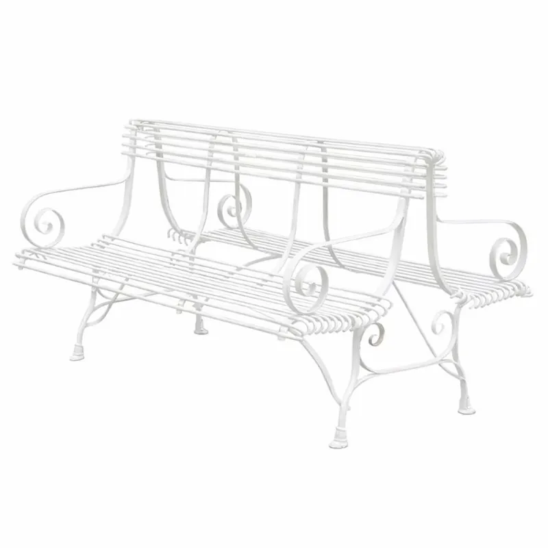 Casa Padrino banc de jardin Art Nouveau en fer forgé blanc 150 cm - Banc double face Top-Preis