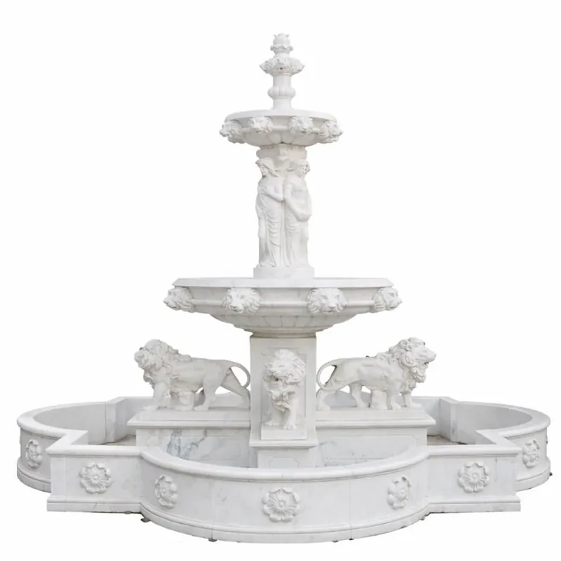 Casa Padrino fontaine baroque de luxe en marbre blanc Ø 320 x H. 410 cm Schneller Versand