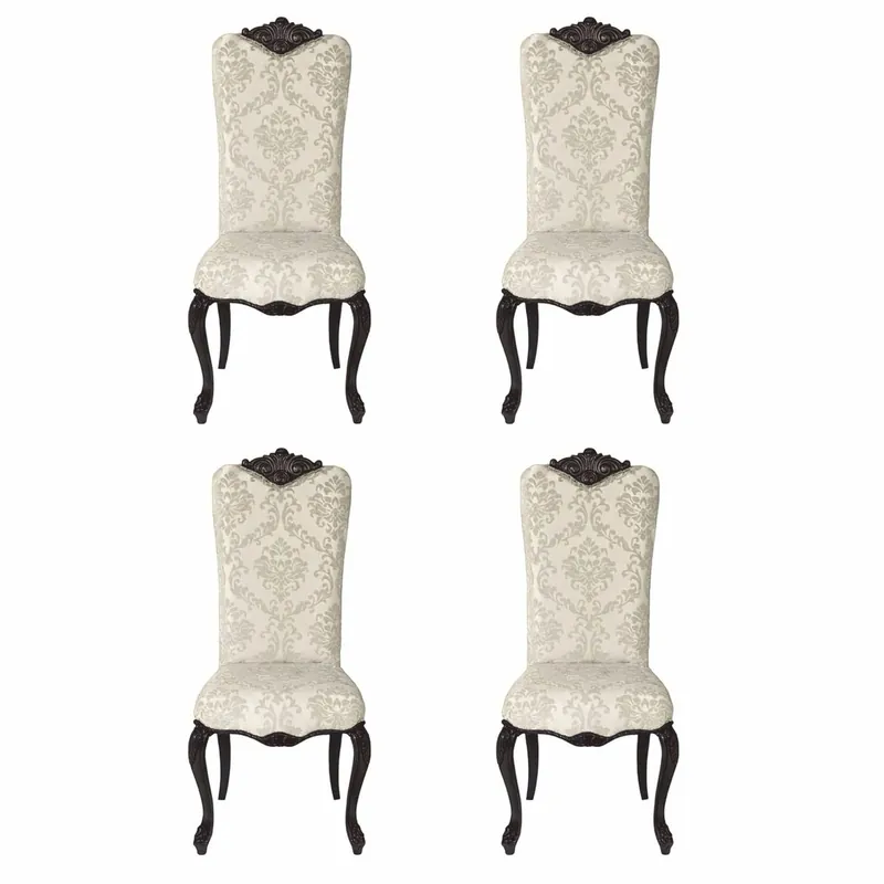 Finale Aktion Casa Padrino ensemble de 4 chaises de salle à manger baroque de luxe gris clair / noir - Mobilier baroque