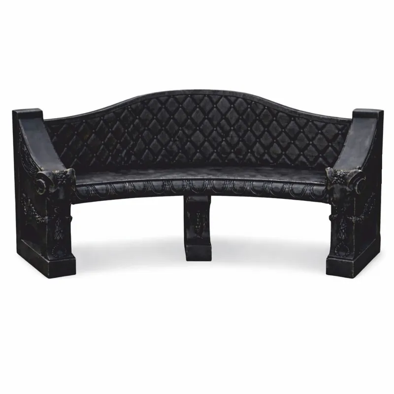 Casa Padrino banc de jardin baroque en béton noir 196 cm - Meubles de jardin et de terrasse baroque Neu
