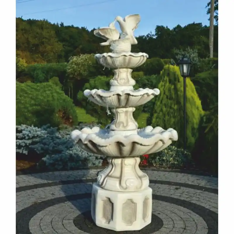 Abverkauf Casa Padrino Fontaine Baroque Colombes Gris / Blanc Ø 89 x H. 167 cm
