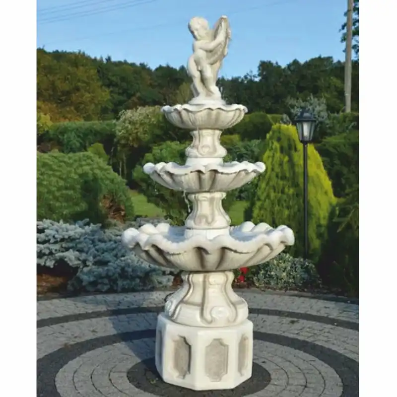 Jetzt Kaufen Casa Padrino Fontaine Baroque Gris / Blanc Ø 89 x H. 191 cm - Magnifique Fontaine de Jardin