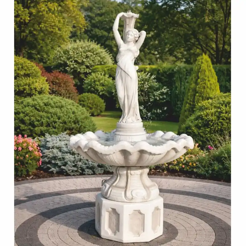 Günstig Casa Padrino Fontaine Baroque Blanc Ø 89 x H. 192 cm - Fontaine de Jardin Nostalgique