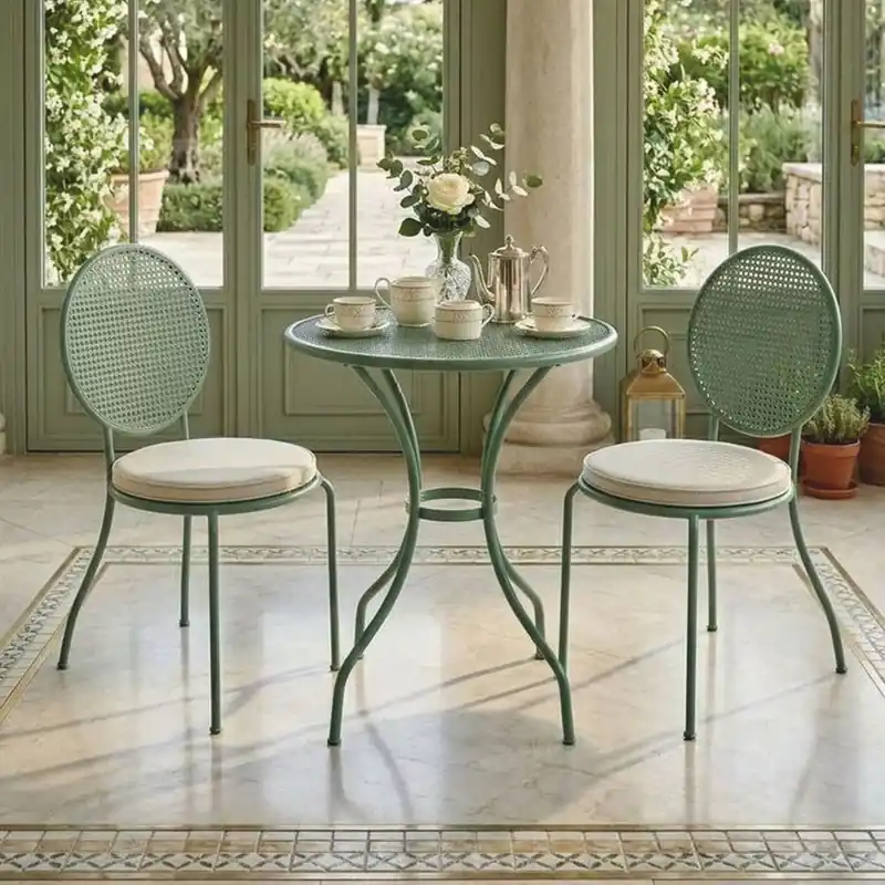 Ausverkauf Casa Padrino ensemble de jardin Art Nouveau en fer forgé vert / crème - Meubles d'hôtel et de jardin