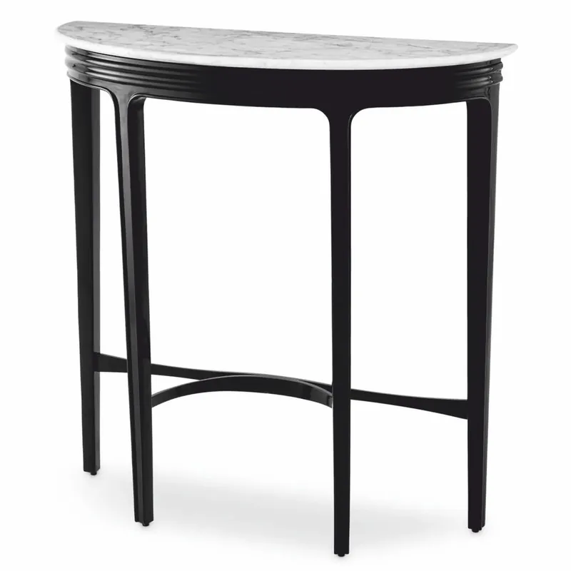 Echt Casa Padrino console de luxe en acajou avec plateau en marbre noir / blanc H. 85,5 cm