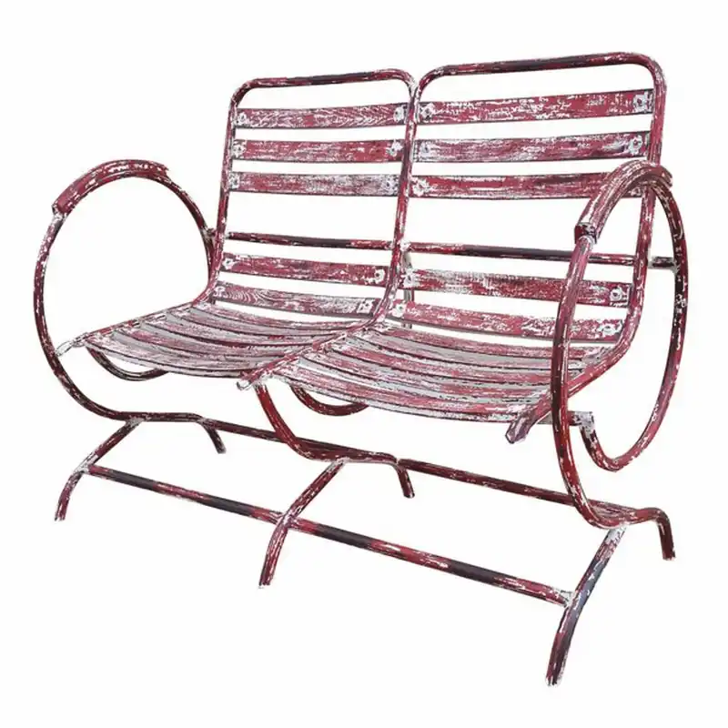 Casa Padrino banc de jardin Art Nouveau en fer forgé rouge antique 100 cm - Mobilier de jardin Markenprodukt