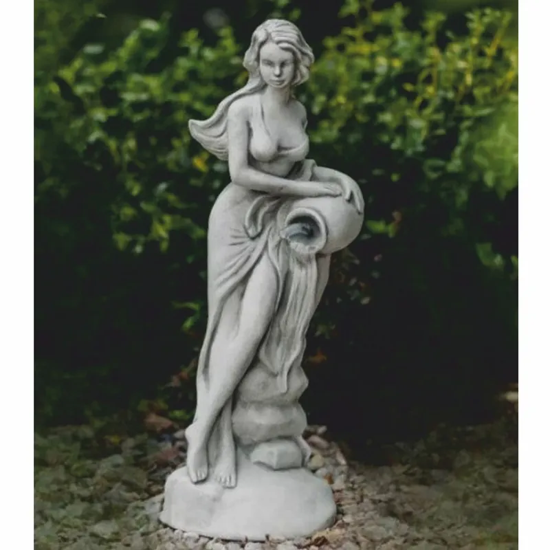 Bestpreis Casa Padrino sculpture Art Nouveau gargouille femme avec cruche gris H. 69 cm - Décoration de jardin