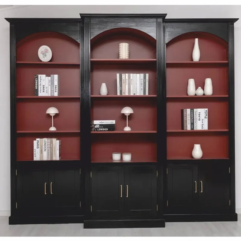 Casa Padrino ensemble de 3 armoire à livres de style campagnard noir / rouge bordeaux Abverkauf