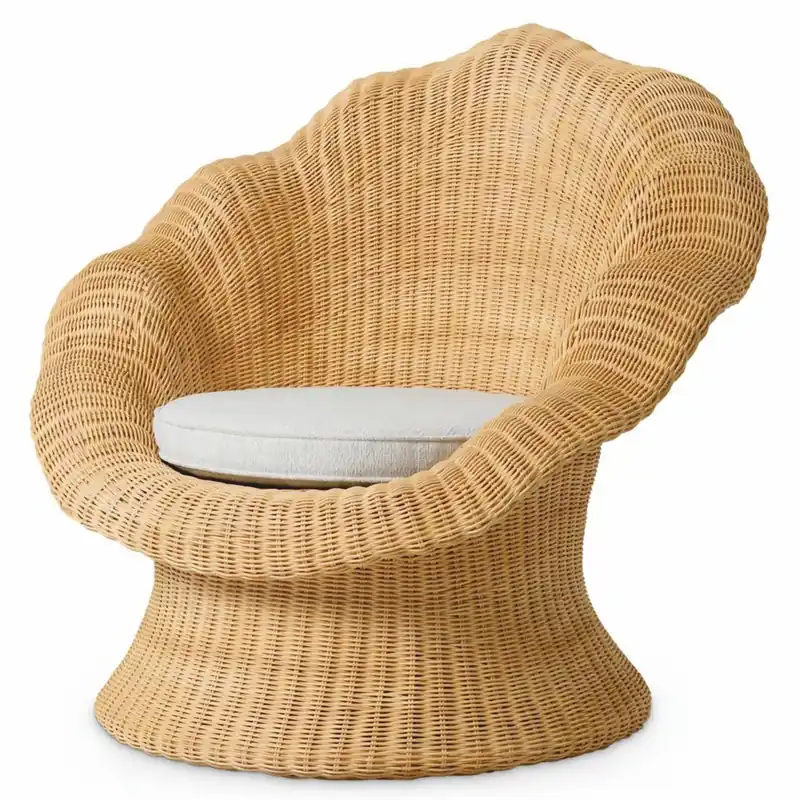 Casa Padrino fauteuil de luxe en rotin naturel / crème - Meubles de salon en rotin Garantierte Lieferung