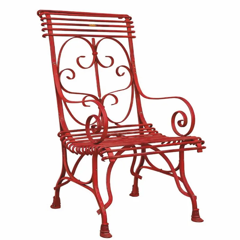 Casa Padrino chaise de jardin Art Nouveau en fer forgé rouge H. 114 cm - Mobilier de jardin nostalgique Sonderaktion