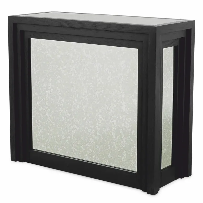 Casa Padrino comptoir de bar de luxe avec plateau en verre miroir antique noir 120 cm - Meubles de bar Preisreduziert