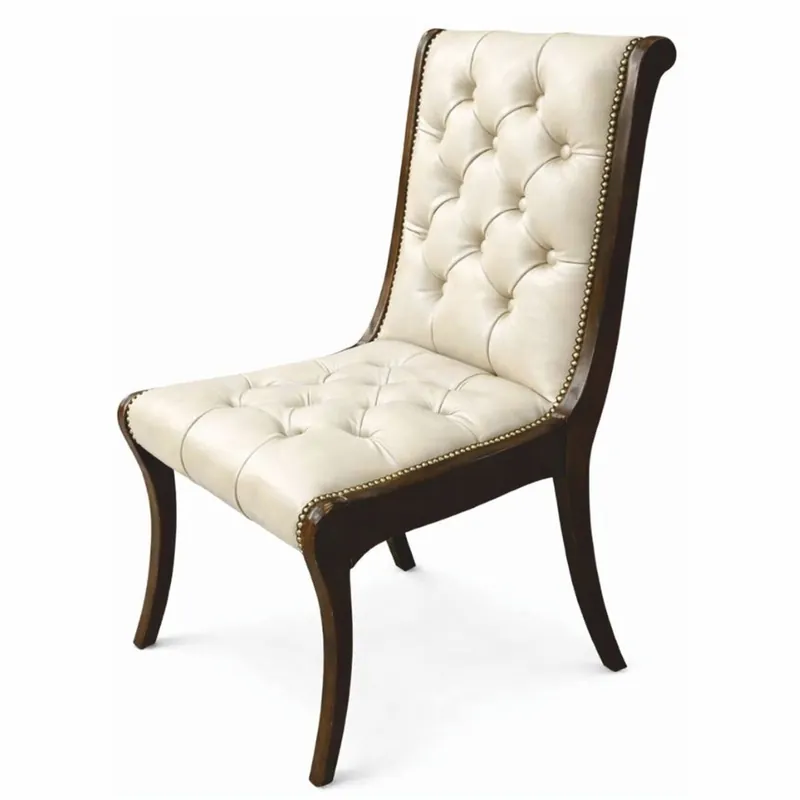 Günstig Casa Padrino chaise de salle à manger Chesterfield en cuir de luxe crème / marron foncé H. 95 cm