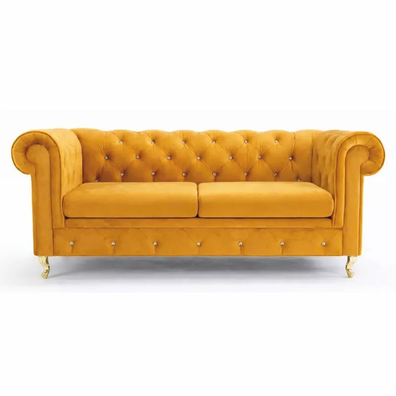 Casa Padrino canapé-lit Chesterfield jaune / or 212 cm - Meubles de salon Online Kaufen