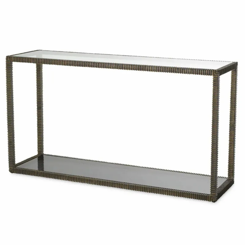 Aktuell Casa Padrino console de luxe en aluminium moulé avec plateau en verre bronze / gris 140 cm