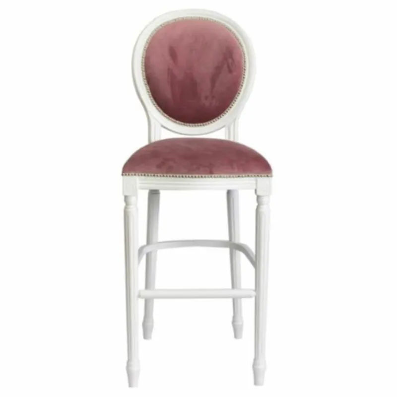Neuheit Casa Padrino tabouret de bar baroque de luxe rose / blanc H. 127 cm - Meubles de bar baroque