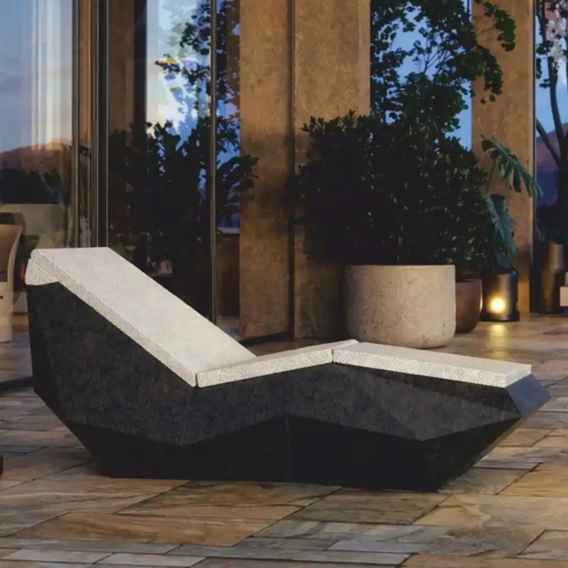 Casa Padrino chaise longue de jardin de luxe noir mat / crème 192 cm - Meubles d'hôtel et de jardin Abverkauf