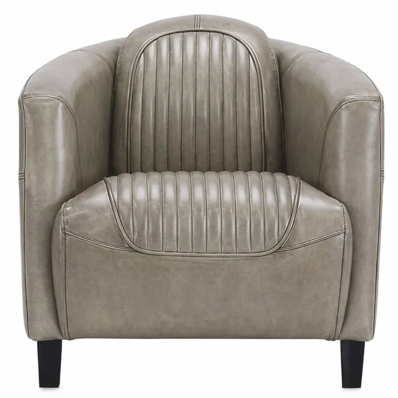 Casa Padrino fauteuil de luxe en cuir gris / noir - Mobilier de salon en cuir véritable Letzte Chance