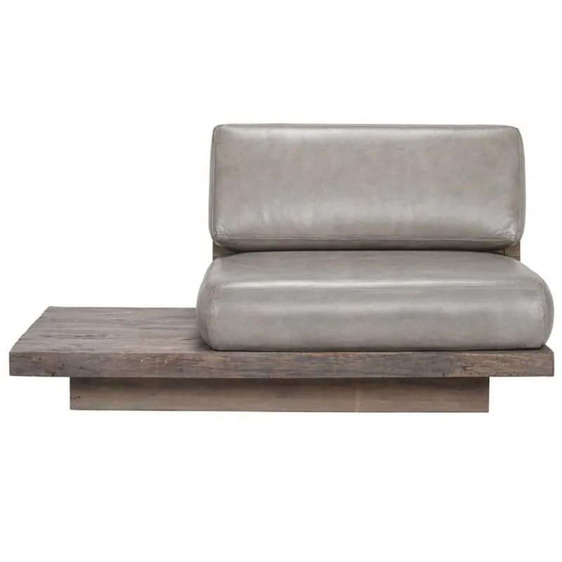 Schneller Versand Casa Padrino fauteuil de luxe en cuir véritable côté droit gris / marron - Fauteuil de salon modulable