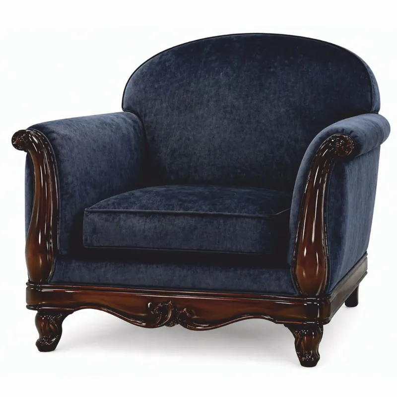 Casa Padrino fauteuil baroque de luxe bleu / marron foncé - Mobilier de salon baroque Garantierte Lieferung
