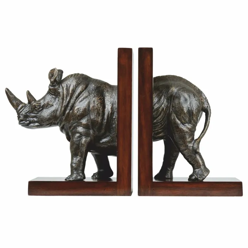 Letzte Chance Casa Padrino ensemble de serre-livres de luxe rhinocéros bronze / marron foncé - Décoration de bureau