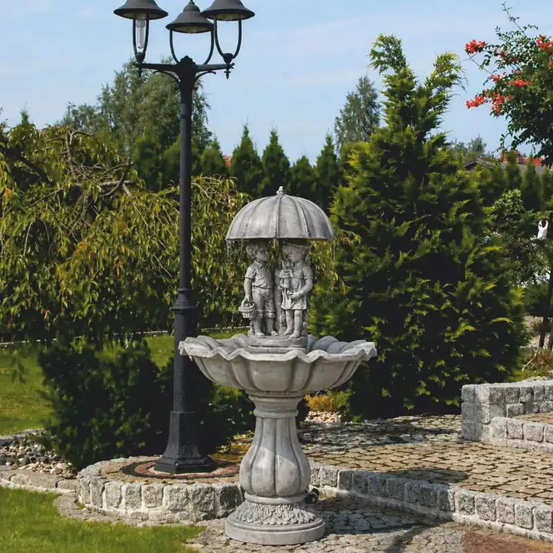 Casa Padrino Fontaine Baroque Gris Ø 79 x H. 138 cm - Fontaine de Jardin Nostalgique Top-Seller