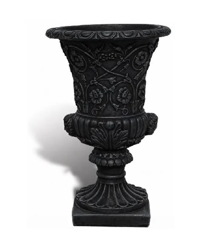 Highlight Casa Padrino pot de fleurs baroque de luxe noir Ø 49 x H. 78 cm - Fabriqué en Italie