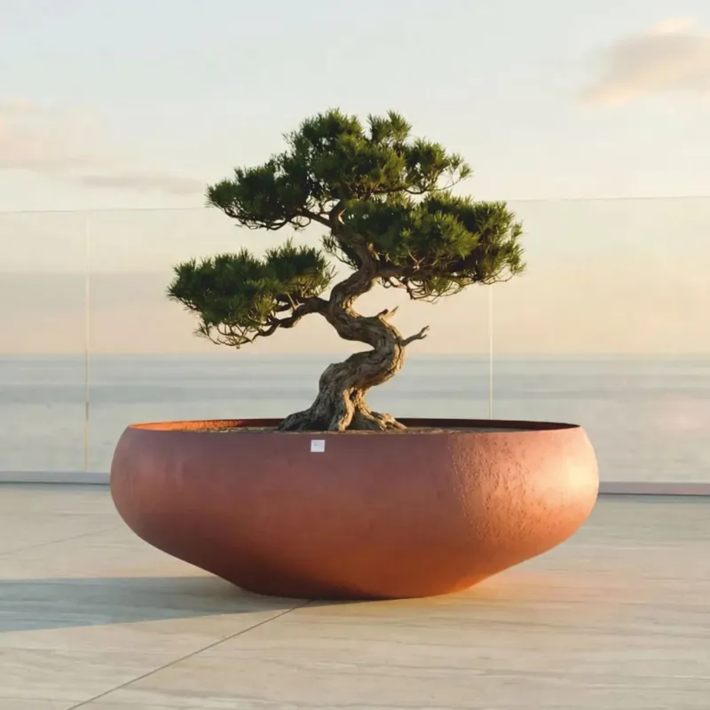 Casa Padrino pot de fleurs de luxe orange mat Ø 94 cm - Décoration de jardin et terrasse Letzte Chance