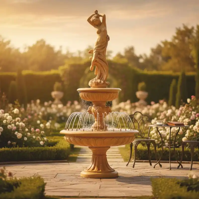 Casa Padrino fontaine baroque beige Ø 152 x H. 330 cm - Magnifique fontaine de jardin Direktkauf