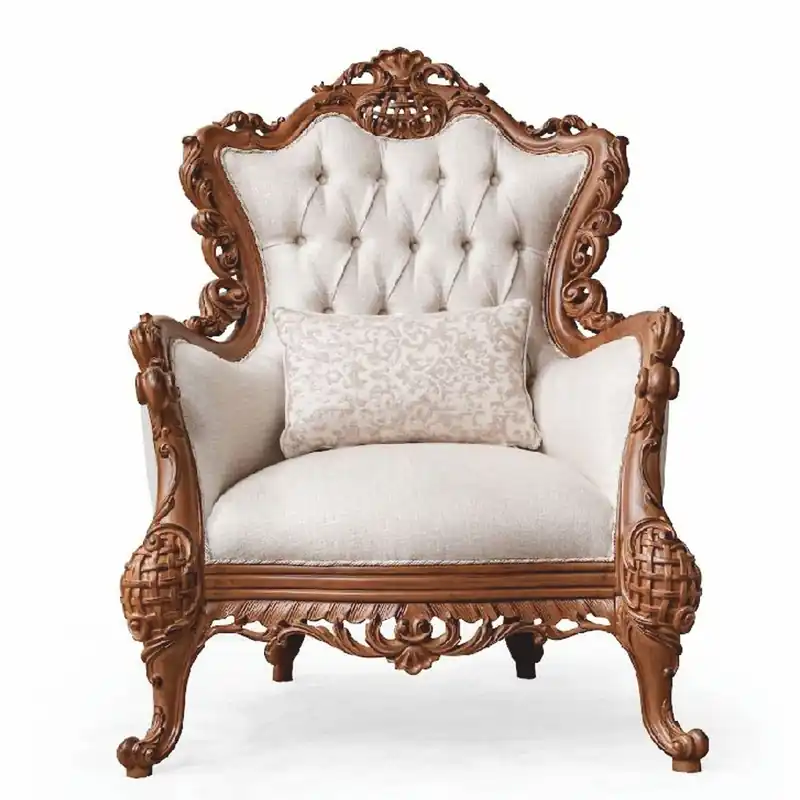 Casa Padrino fauteuil de salon baroque de luxe blanc / marron - Meubles de style baroque Günstig