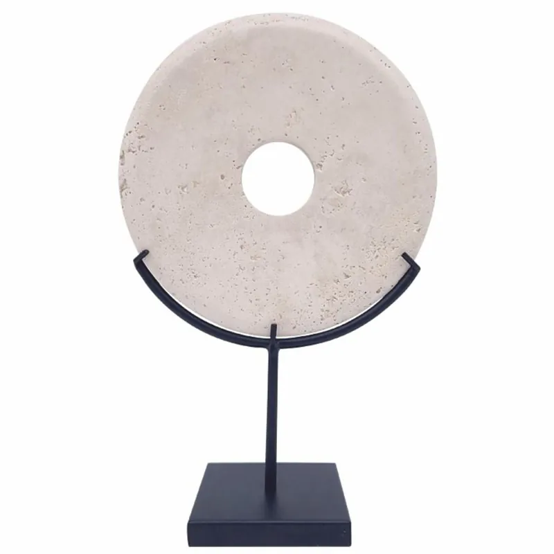 Casa Padrino objet décoratif de luxe en travertin beige / noir mat H. 36 cm - Décoration de bureau Saisonangebot