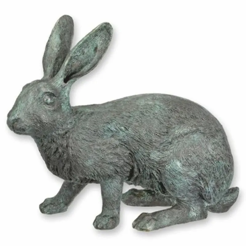 Direkt Vom Hersteller Casa Padrino sculpture décorative en bronze lapin gris / turquoise 34 cm - Figurine de jardin